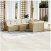 Image de Salon de jardin modulable resine tressee 10 personnes beige 62 x 62 x 69 cm 11 pieces