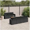 Image de Salon de jardin modulable resine tressee noir 8 pieces x 65.5 x 69 7 personnes