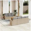 Image de Salon de jardin modulable - 8 pièces - Beige - Résine tressée - 7 personnes