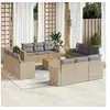 Image de Salon de jardin modulable resine tressee beige 13 pieces x 65.5 x 69 12 personnes
