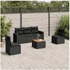Image de Salon de jardin modulable - Lot de 6 pièces - Résine tressée - Noir - 5 personnes
