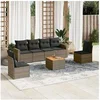 Image de Salon de jardin modulable resine tressee gris 7 pieces x 65.5 x 69 6 personnes