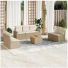 Image de Salon de jardin modulable rotin beige 7 personnes 62 x 65.5 x 69 cm 8 pieces