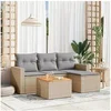 Image de Salon de jardin modulable resine tressee 5 pieces 4 personnes 62 x 65.5 x 69 cm beige