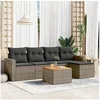 Image de Resine tressee salon de jardin modulable 5 personnes gris 62 x 65.5 x 69 6 pieces