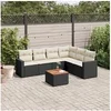 Image de Salon de jardin modulable - Lot de 7 pièces - Résine tressée noir 6 places