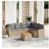Image de Salon de jardin modulable resine tressee beige 6 personnes 62 x 65.5 x 69 cm 7 pieces