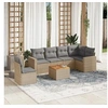 Image de Salon de jardin modulable 7 pièces en résine tressée beige - 6 personnes