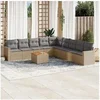 Image de Salon de jardin modulable resine tressee beige 9 personnes 62 x 65.5 x 69 cm 10 pieces