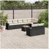 Image de Salon de Jardin avec Coussins 9 pcs, Canapés de Patio, Ensemble de Meubles, Mobilier de Terrasse Extérieur, Noir 3224208