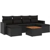 Image de Salon de jardin 7 pièces avec coussins noir résine tressée