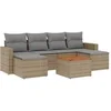 Image de Salon de jardin 7 pièces avec coussins beige résine tressée