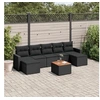 Image de Salon de jardin 8 pcs avec coussins noir résine tressée 3224249