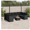 Image de Salon de jardin 10 pcs avec coussins noir résine tressée 3224263