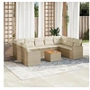 Image de Salon de jardin avec coussins 10 pcs beige résine tressée 3224266