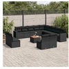 Image de Salon de jardin avec coussins 14 pcs noir résine tressée 3224375