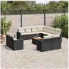 Image de Salon de Jardin avec Coussins 12 pcs, Canapés de Terrasse, Ensemble de Meubles de Patio, Mobilier d'Extérieur, Noir 3224383
