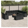 Image de Salon de jardin avec coussins 14 pcs noir résine tressée 3224396