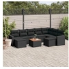 Image de Salon de jardin 10 pcs avec coussins noir résine tressée 3224403