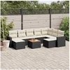 Image de Salon de jardin 10 pcs avec coussins noir résine tressée 3224404