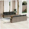 Image de Salon de jardin modulable 9 pieces resine tressee 8 personnes 62 x 55 x 69 cm gris