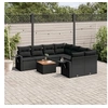 Image de Salon de jardin modulable noir 8 personnes resine tressee 62 x 62 x 69 cm 9 pieces