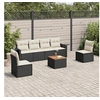 Image de Salon de Jardin avec Coussins 7 pcs, Canapés de Terrasse, Ensemble de Meubles de Patio, Mobilier d'Extérieur, Noir 3224509