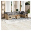 Image de Salon de Jardin avec Coussins 11 pcs, Canapés de Terrasse, Ensemble de Meubles de Patio, Mobilier d'Extérieur, Beige 3224736