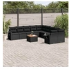Image de Salon de Jardin avec Coussins 11 pcs, Canapés de Terrasse, Ensemble de Meubles de Patio, Mobilier d'Extérieur, Noir 3224753