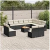 Image de Salon de jardin modulable noir resine tressee 12 personnes 62 x 62 x 69 cm 13 pieces