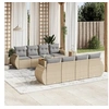 Image de Salon de jardin modulable - Pack de 9 pièces - Résine tressée beige - 8 personnes - Table fixe