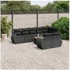 Image de Salon de Jardin avec Coussins 9 pcs, Canapés de Terrasse, Ensemble de Meubles de Patio, Mobilier d'Extérieur, Noir 3225089