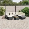 Image de Salon de Jardin avec Coussins 8 pcs, Canapés de Terrasse, Ensemble de Meubles de Patio, Mobilier d'Extérieur, Noir 3225118