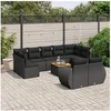 Image de Salon de jardin modulable 10 pieces noir resine tressee 62 x 62 x 69 cm 9 personnes