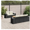 Image de Salon de jardin 6 pcs avec coussins noir résine tressée 3225328