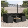 Image de Salon de jardin 7 pcs avec coussins noir résine tressée 3225341