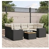 Image de Salon de jardin 7 pcs avec coussins noir résine tressée 3225342