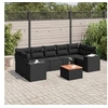 Image de Salon de jardin 8 pcs avec coussins noir résine tressée 3225355