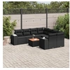 Image de Salon de jardin 9 pcs avec coussins noir résine tressée 3225369