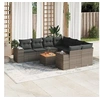 Image de Salon de jardin 9 pcs avec coussins gris résine tressée 3225374