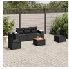 Image de Salon de Jardin avec Coussins 6 pcs, Canapés de Patio, Ensemble de Meubles, Mobilier de Terrasse Extérieur, Noir 3225383