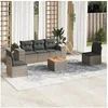 Image de Salon de jardin modulable 6 pieces resine tressee gris 62 x 55 x 69 cm 5 personnes