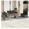 Image de Salon de jardin 8 pcs avec coussins gris résine tressée 3225402