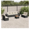 Image de Salon de jardin 9 pcs avec coussins noir résine tressée 3225405