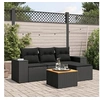 Image de Salon de jardin 5 pcs avec coussins noir résine tressée 3225411