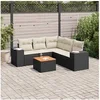 Image de Salon de jardin 6 pcs avec coussins noir résine tressée 3225440