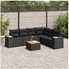Image de Salon de jardin 7 pcs avec coussins noir résine tressée 3225460