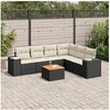 Image de Salon de jardin 7 pcs avec coussins noir résine tressée 3225461