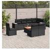 Image de Salon de jardin 9 pcs avec coussins noir résine tressée 3225481