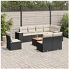 Image de Salon de jardin 9 pcs avec coussins noir résine tressée 3225482
